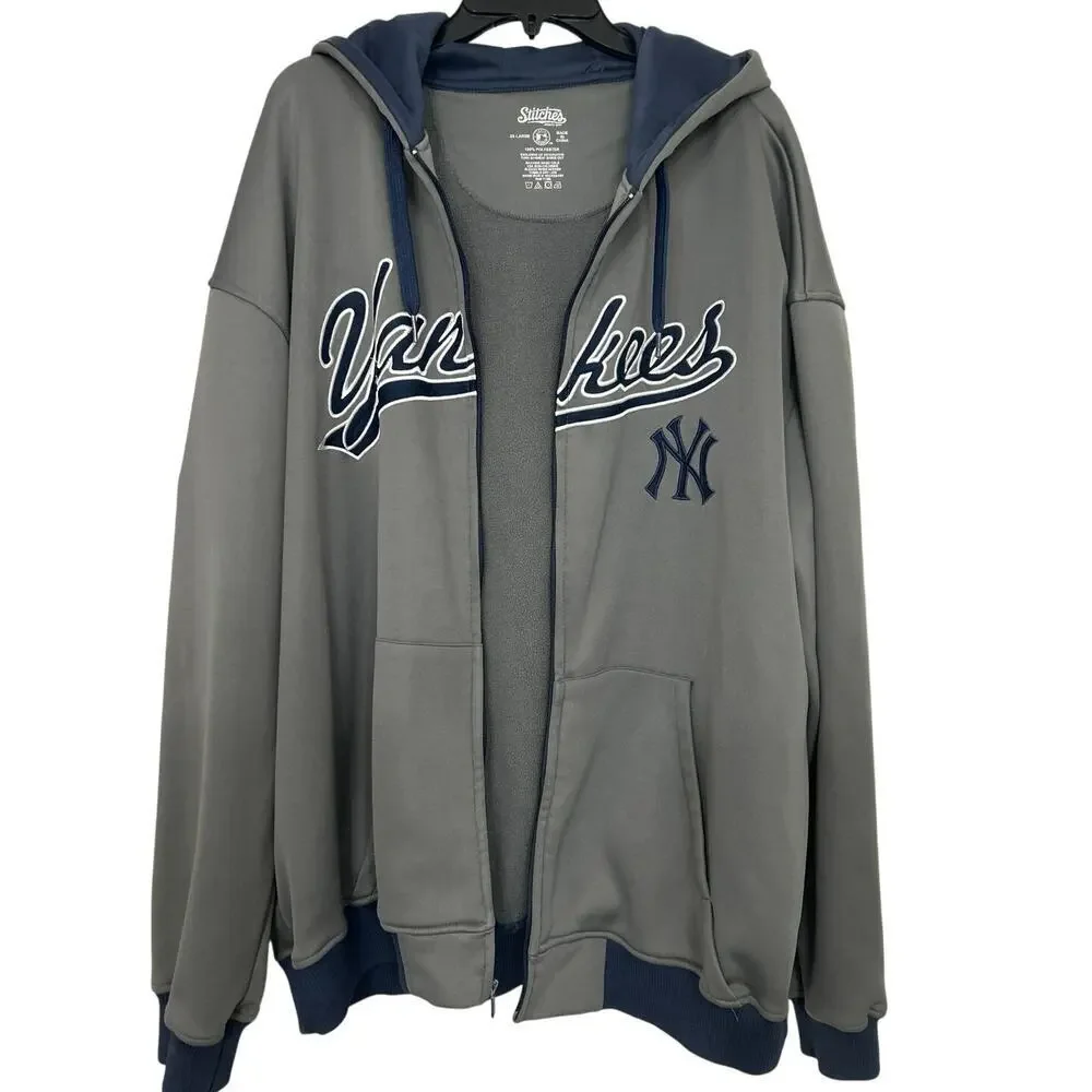 Vintage Stitches New York Yankees Full Zip Hooded Full Zip Sweatshirt 2XL MLB - Picture 3 of 15